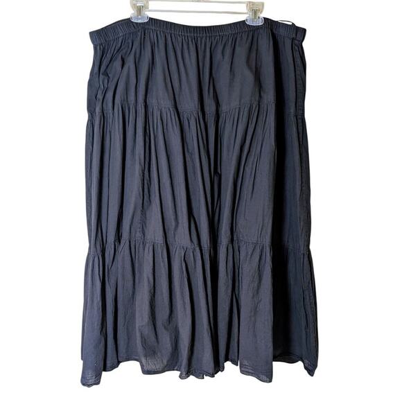 Ellos Plus Size 28 Black Tiered Broomstick Peasant Skirt Beach Boho - Picture 1 of 7